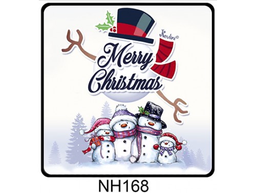(NH168) Hűtőmágnes 7,5 cm x 7,5 cm - Hóember család – Karácsonyi Ajándékok